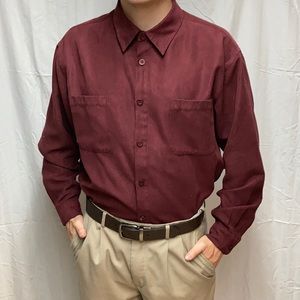 Vintage Solitude | Maroon Suede Button Down Shirt